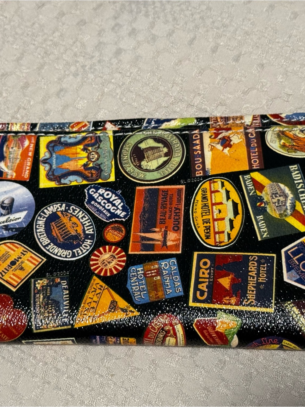 Vintage Travel Sticker Print Wallet - Black